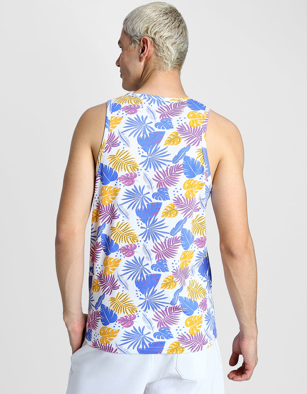 Multicolor Leaf Printed Gym Vest