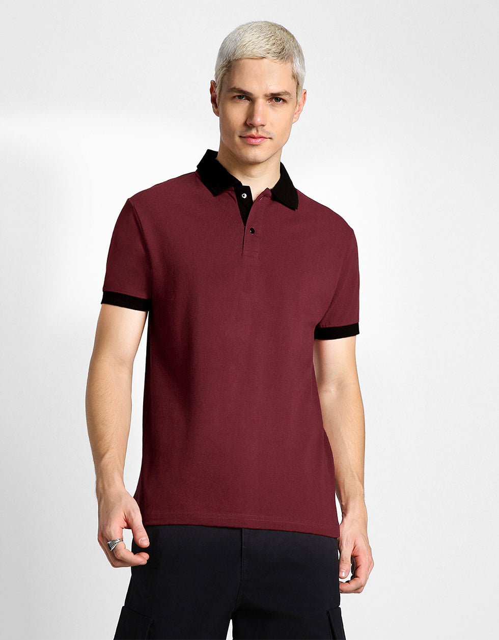 Maroon Cotton Polo T-shirt