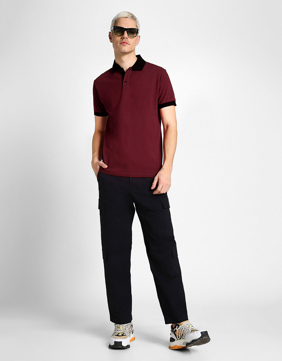 Maroon Cotton Polo T-shirt