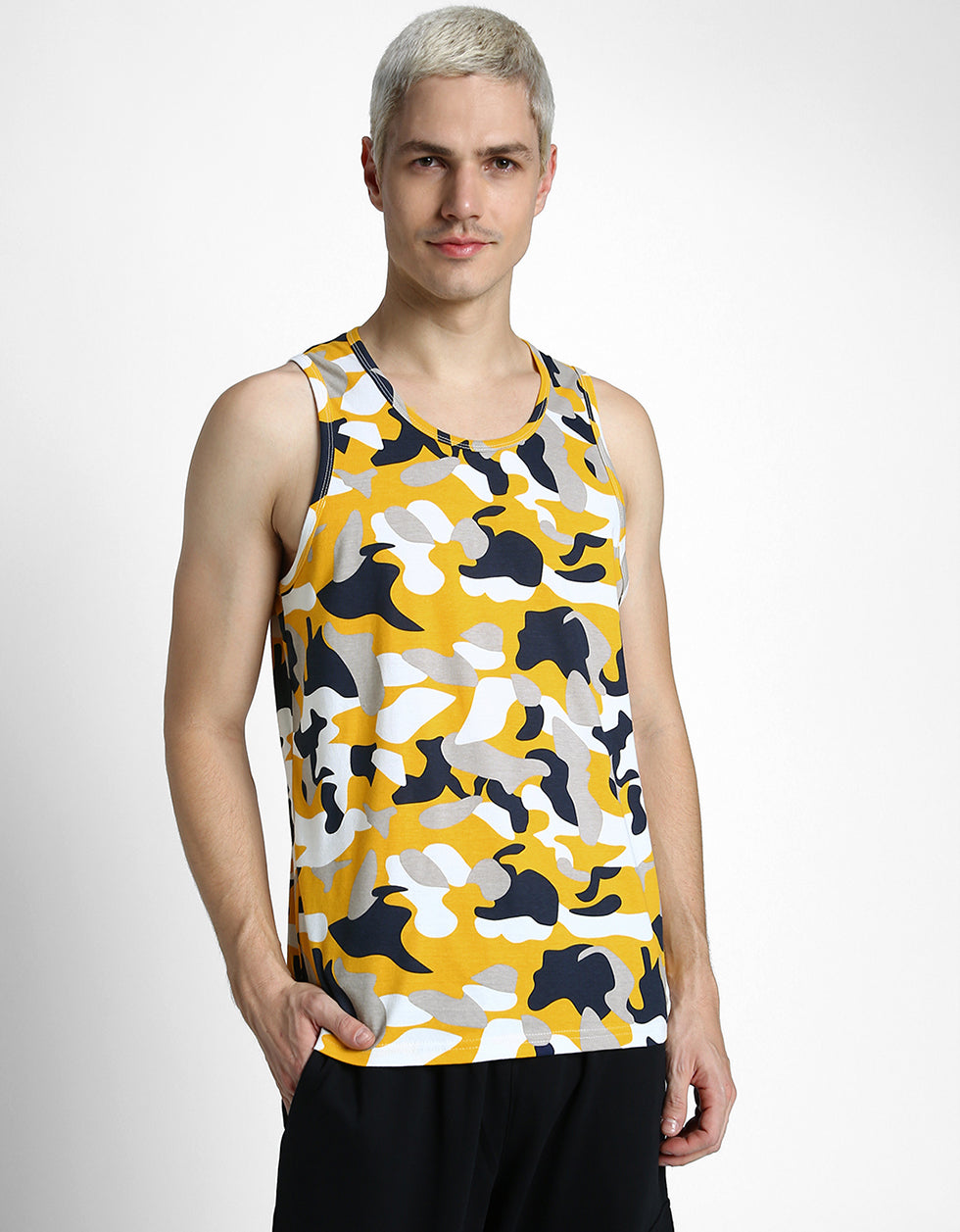 White & Yellow Camouflage Gym Vest
