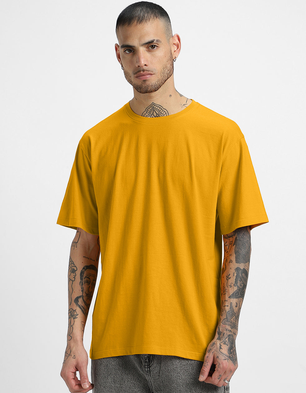 Mustard Solid Oversized Tshirt