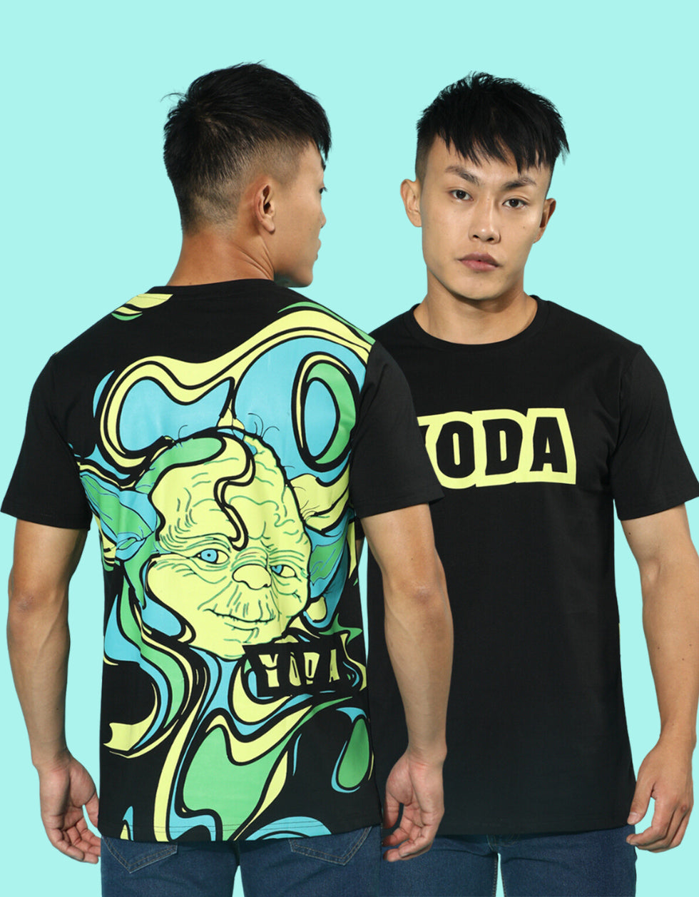 Yoda Black Regular Back Graphic Printed Tshirt