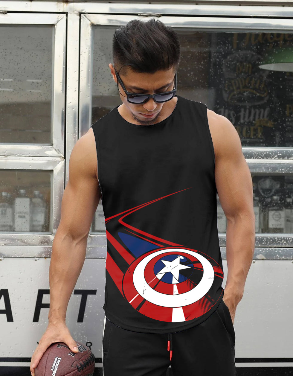 Captain Shield Placement Graphic Printed Vest