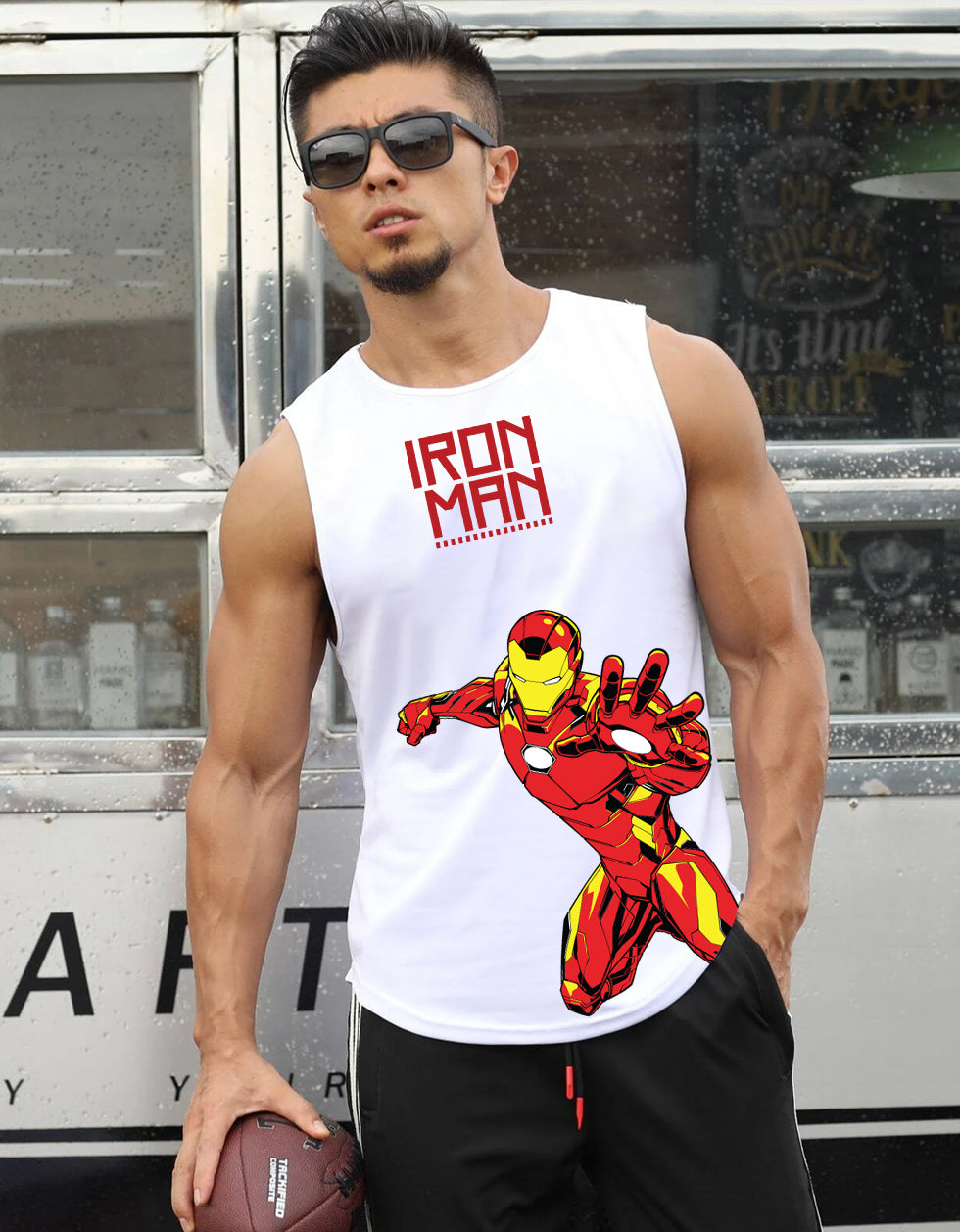 Iron Man White Graphic Printed Vest