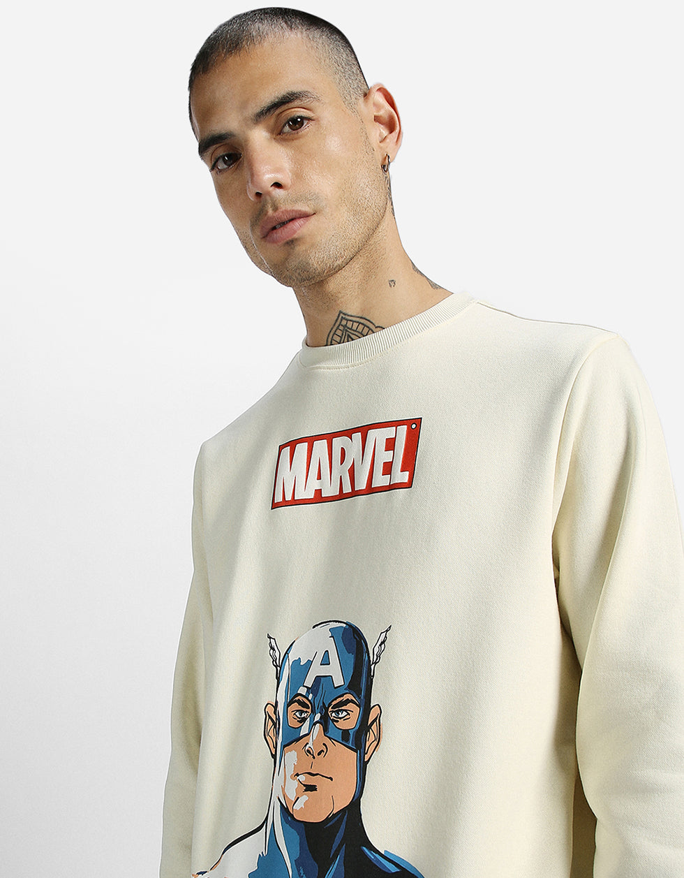 Beige Full Sleeve Men's Printed Sweatshirt Veirdo