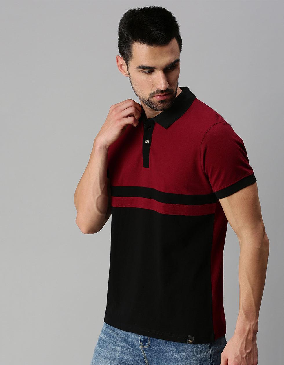 Black Maroon Polo T-shirt Veirdo