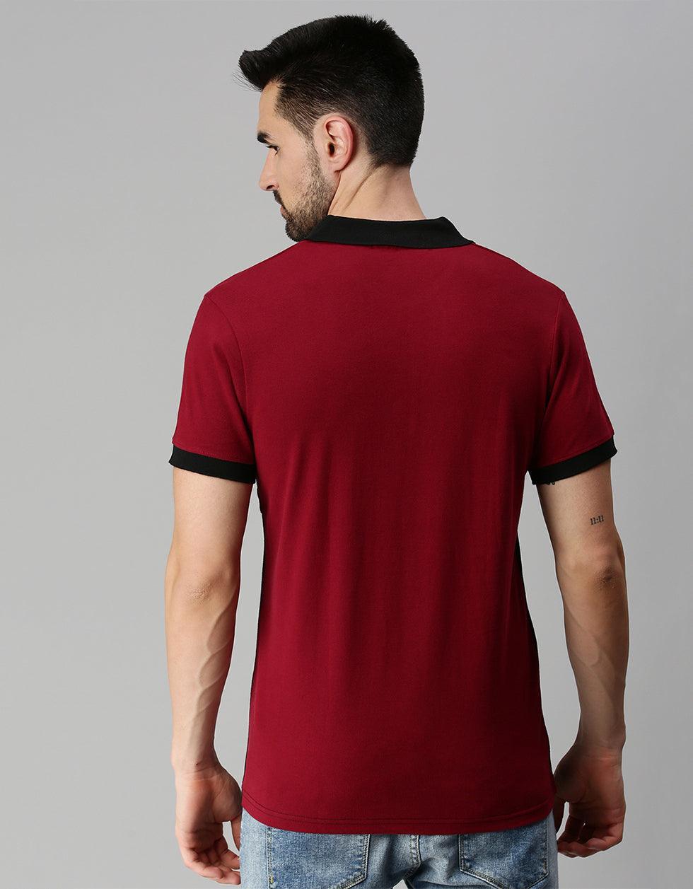 Black Maroon Polo T-shirt Veirdo