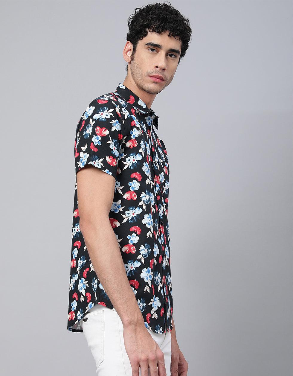 Black Men's Printed Shirt Veirdo