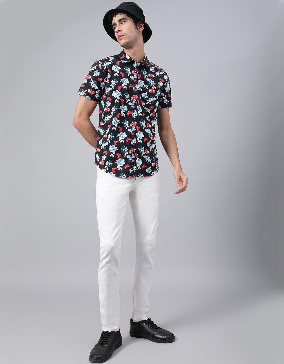 Black Men's Printed Shirt Veirdo