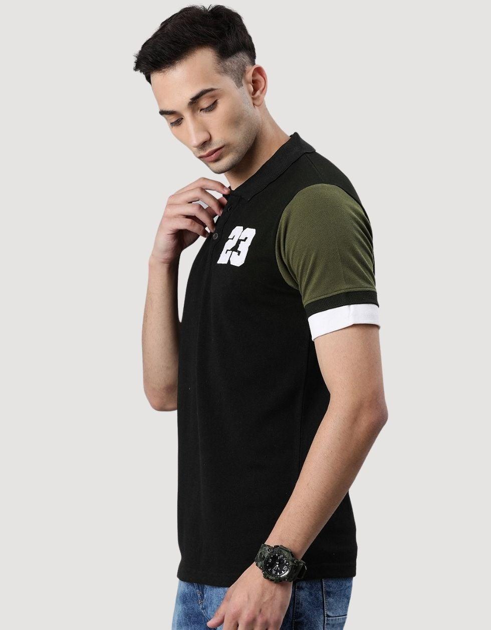 Black sporty polo T-shirt Veirdo