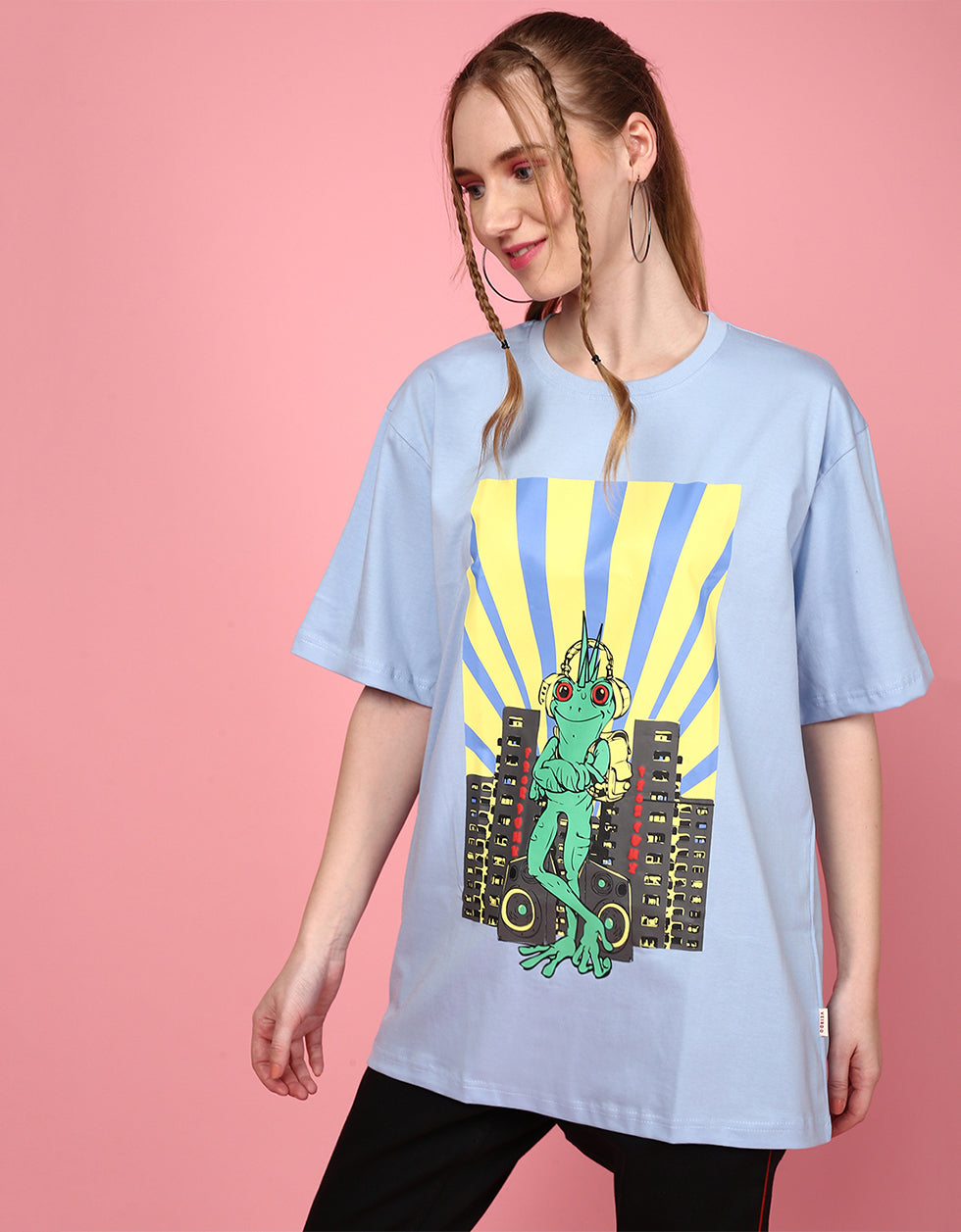 Blue Graphical Oversized T-Shirt Veirdo