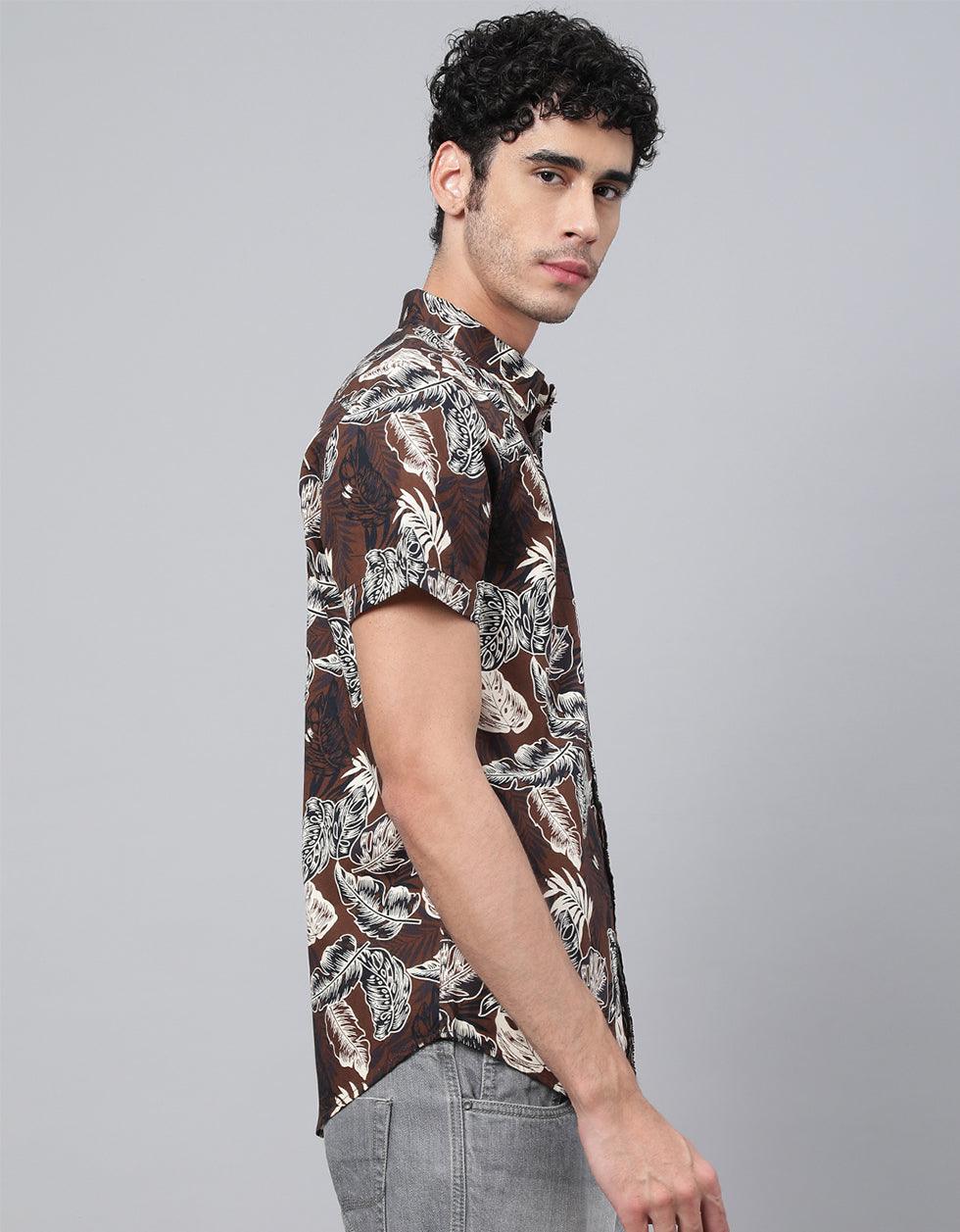 Brown Printed Shirt Veirdo