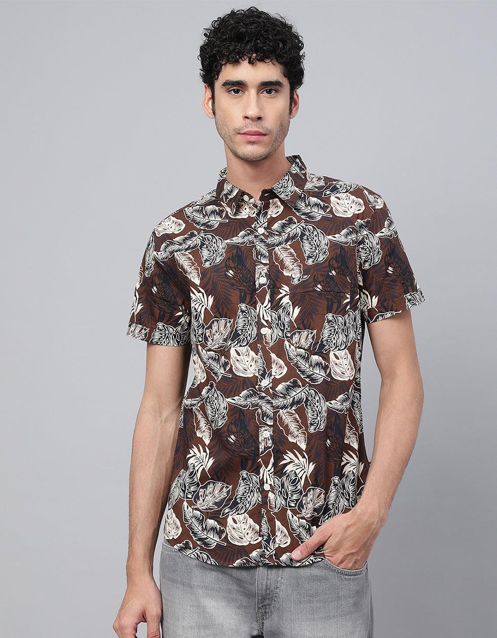 Brown Printed Shirt Veirdo