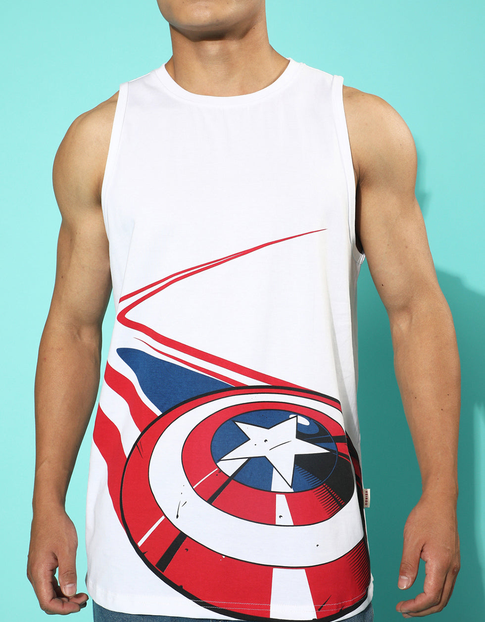 Captain Shield Graphic Printed Vest - Original Marvel Tee Veirdo