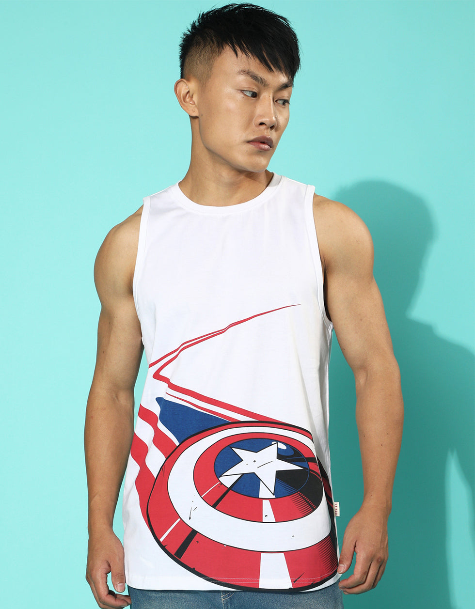 Captain Shield Graphic Printed Vest - Original Marvel Tee Veirdo