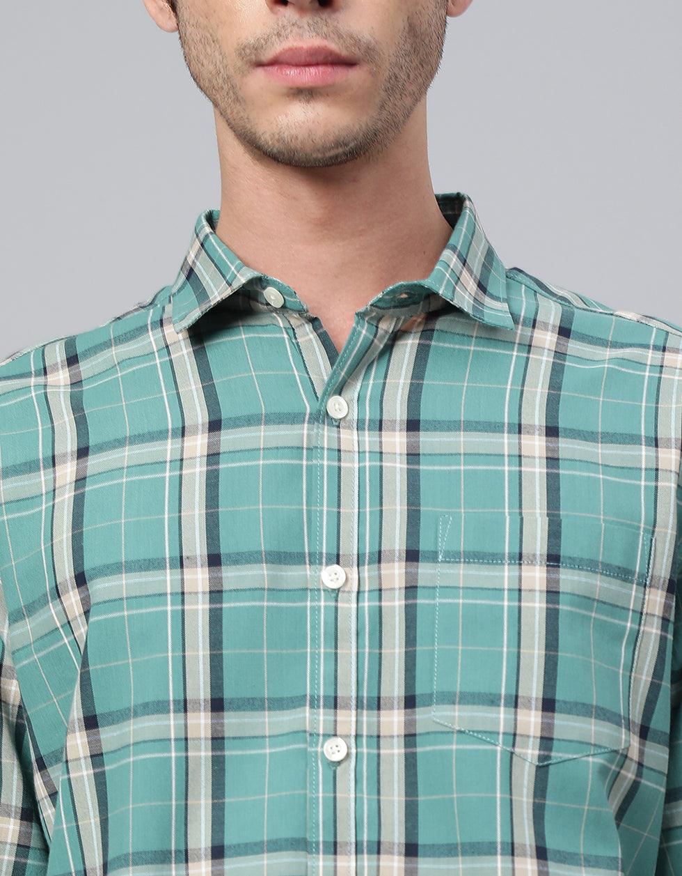 Checks Men's Green Shirt Veirdo