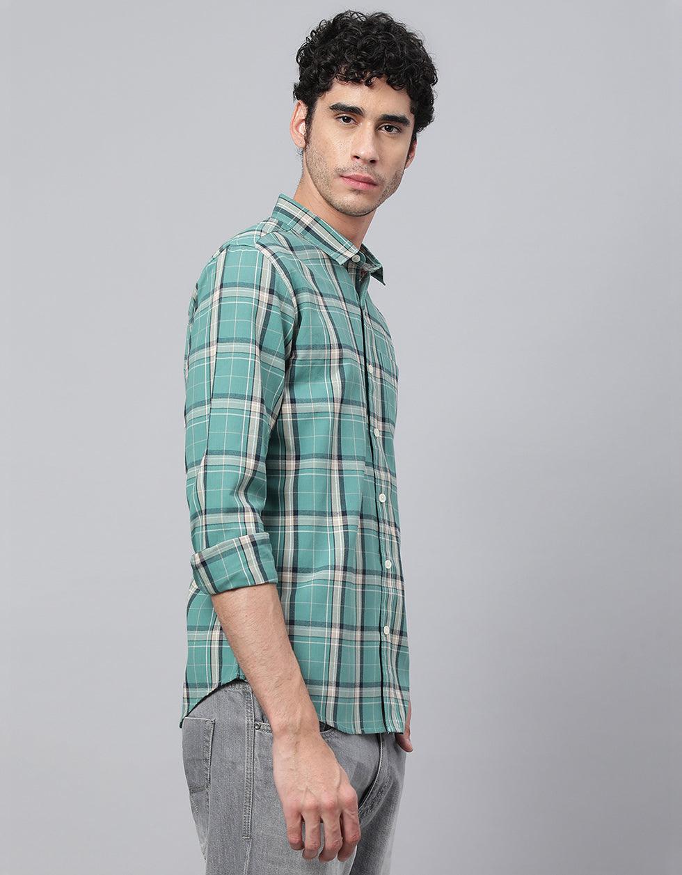 Checks Men's Green Shirt Veirdo