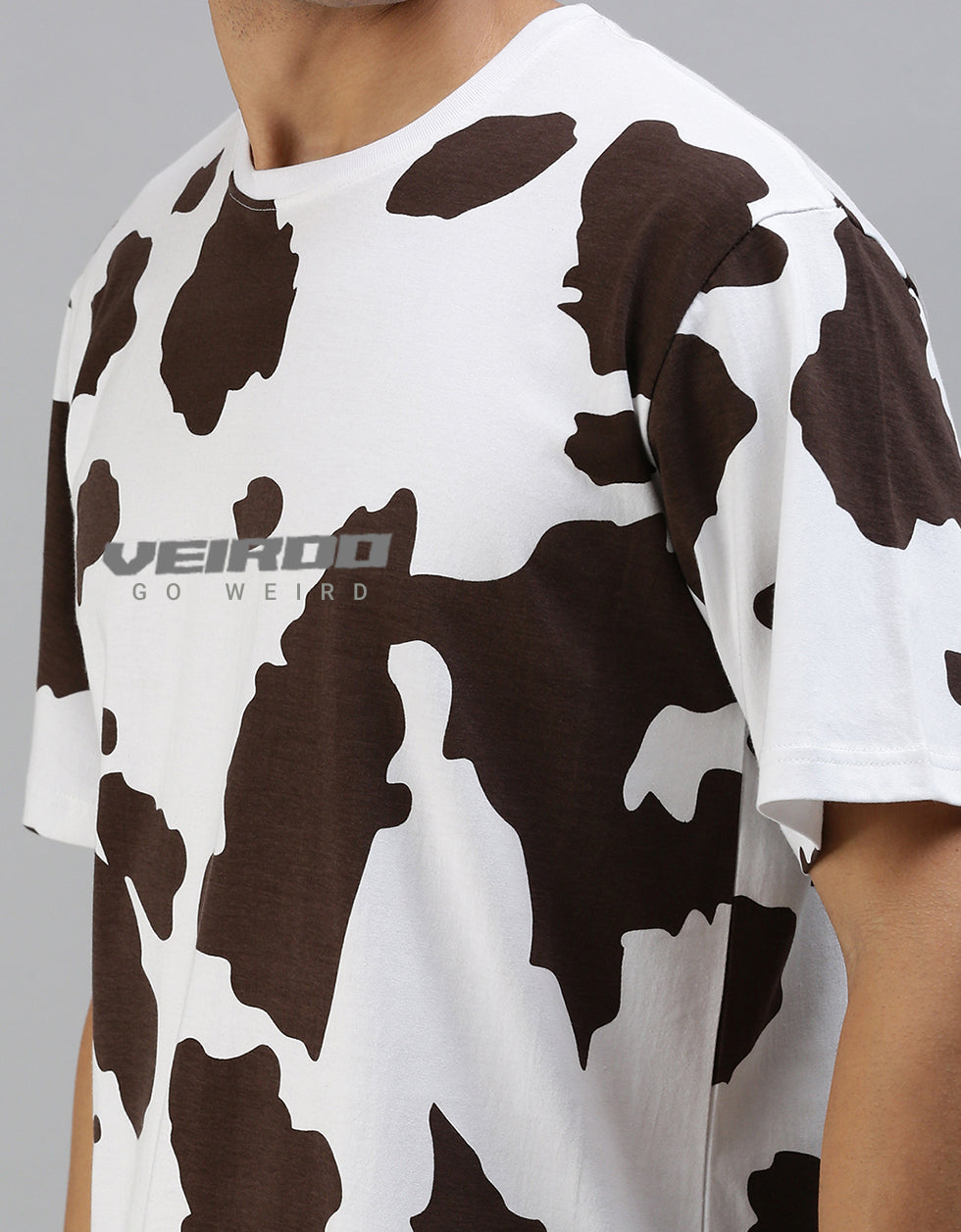 Cow Print Brown Oversize T-Shirt Veirdo