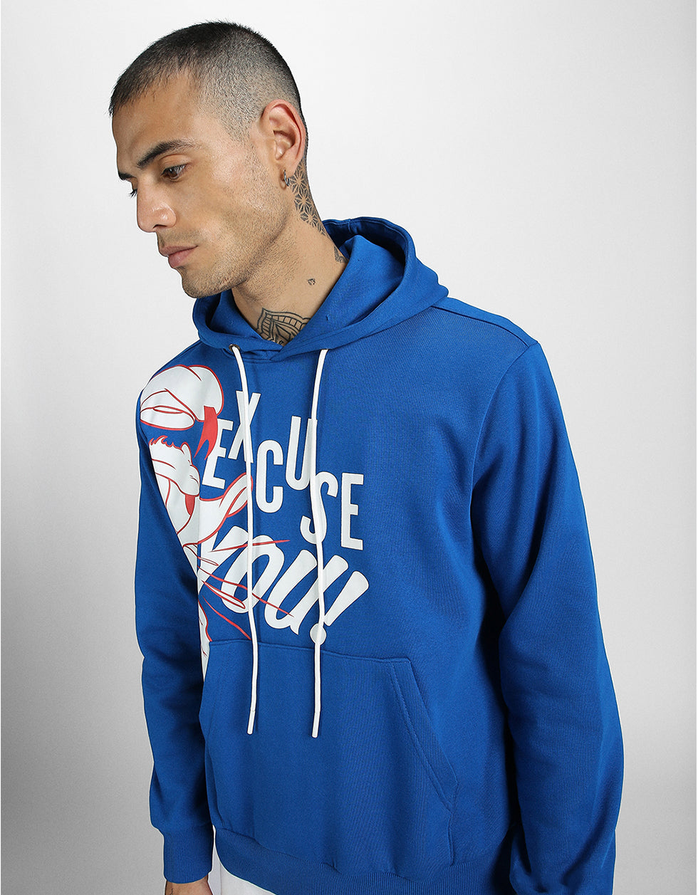 Excuse You: Confident Blue Men's Hoodie Veirdo