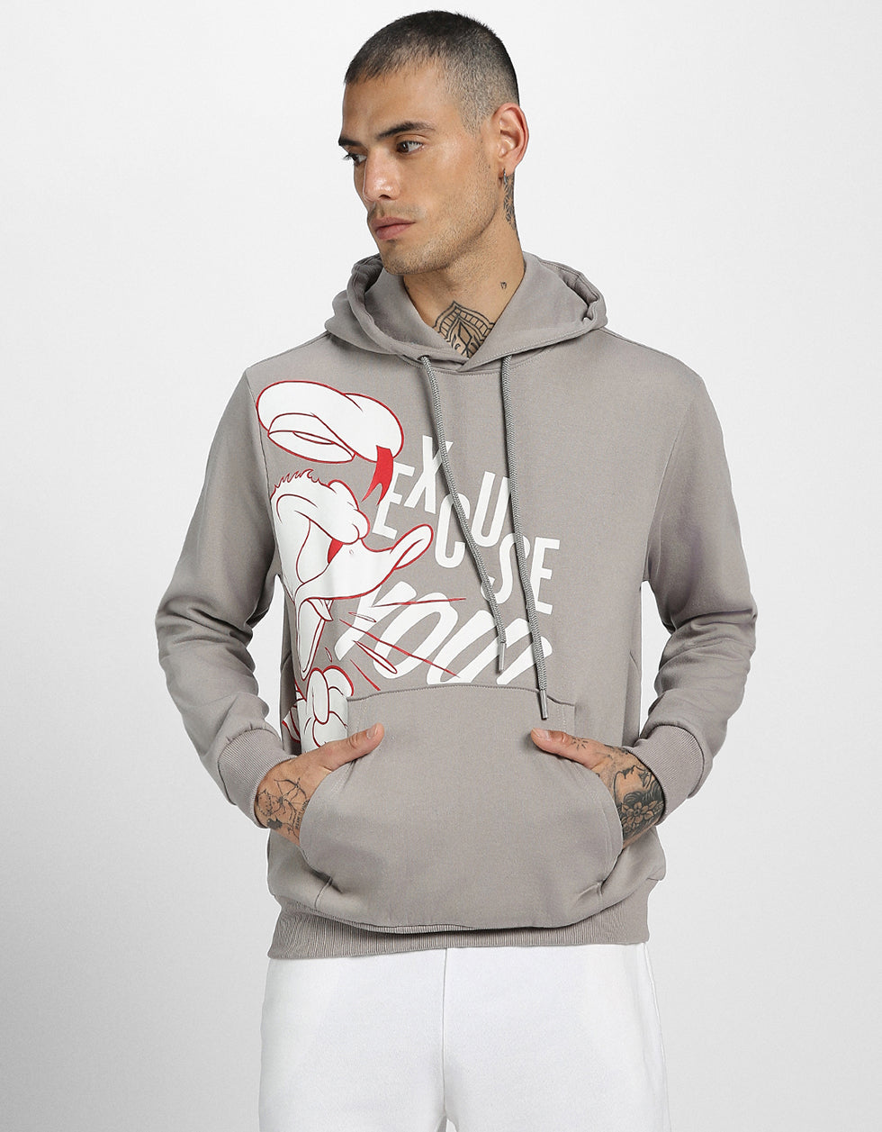 Excuse You: Confident Grey Men's Hoodie Veirdo