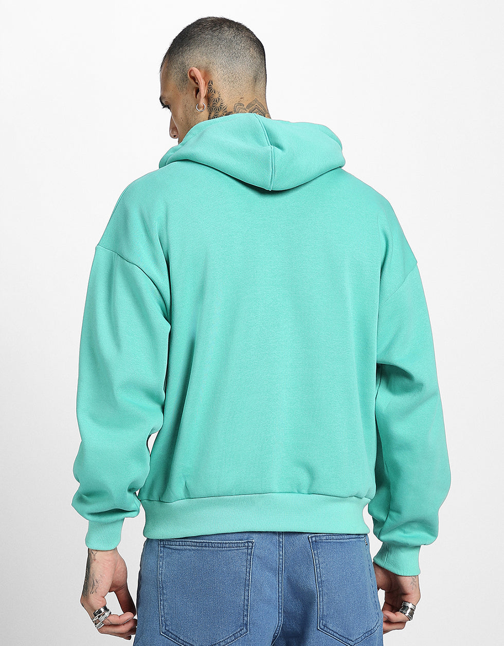 Expressive Anger: Men's Green Fleece Hoodie Veirdo