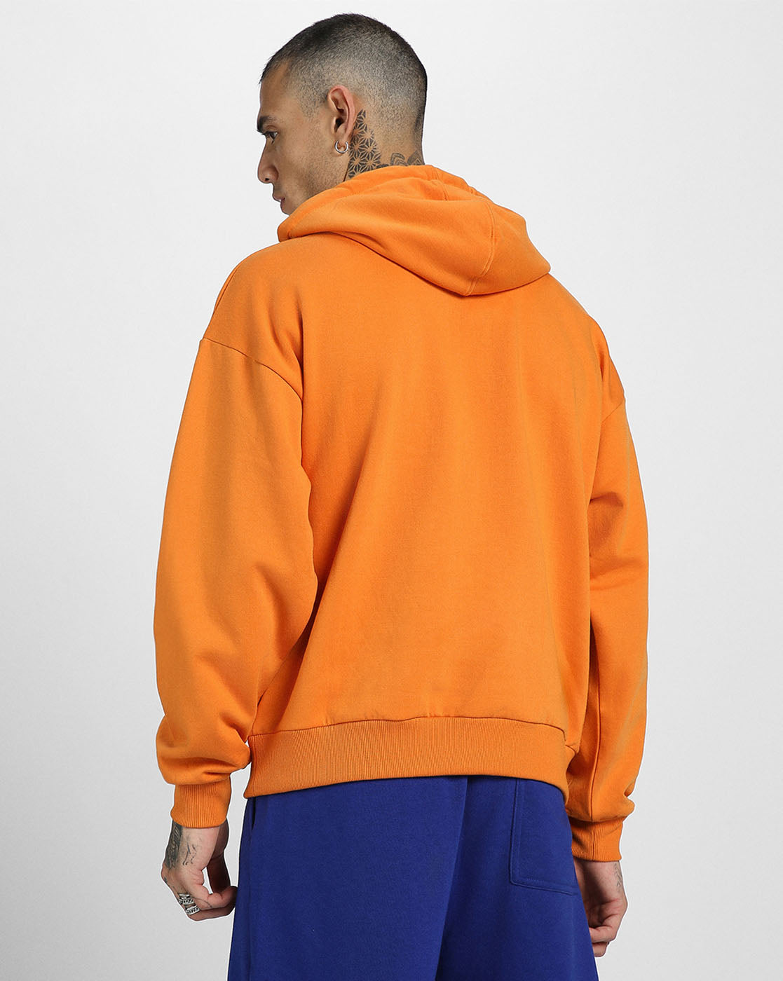 Eyes on Style: Men's Orange Hoodie with Eye Print Veirdo