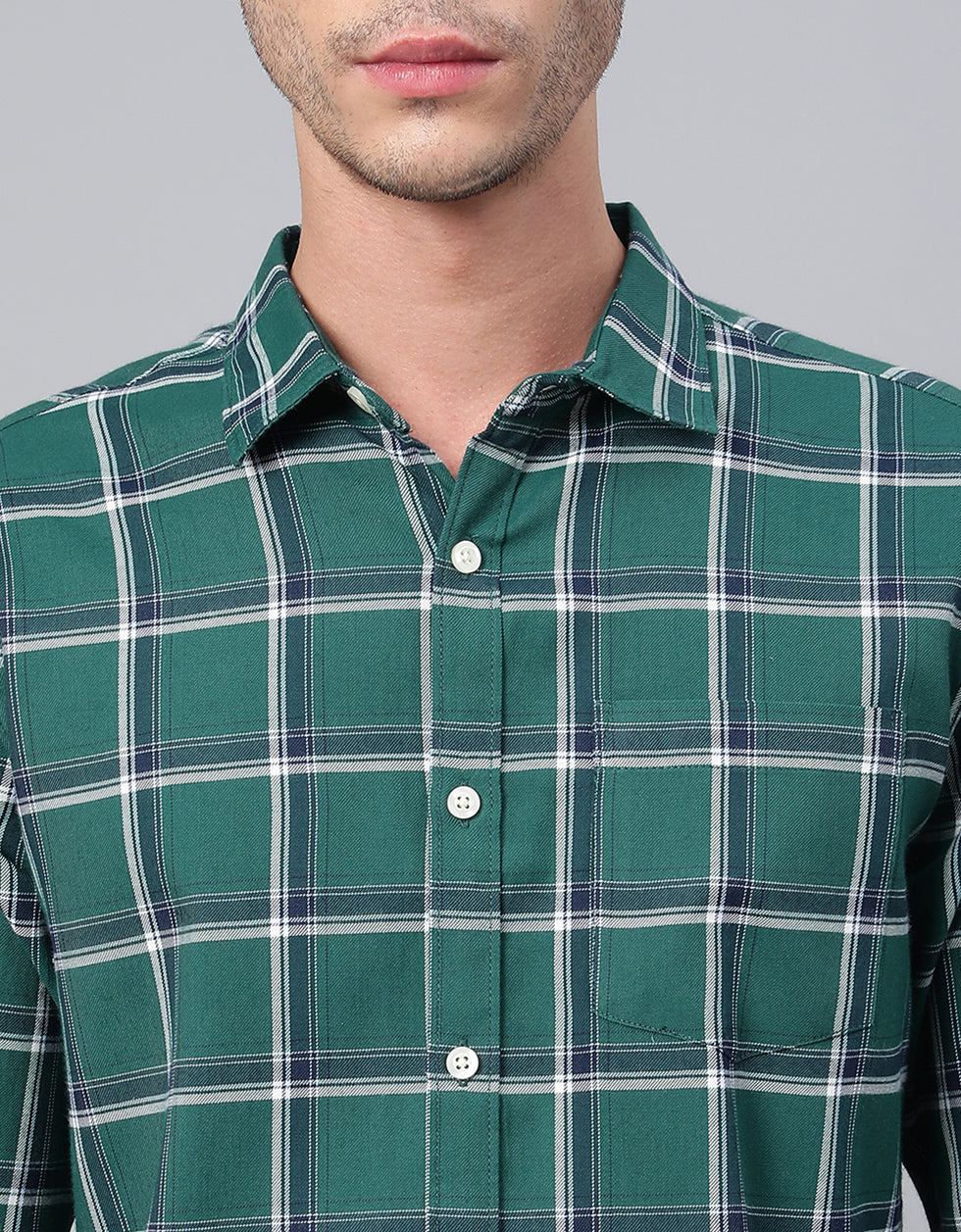 Green Checks Men's Shirt Veirdo