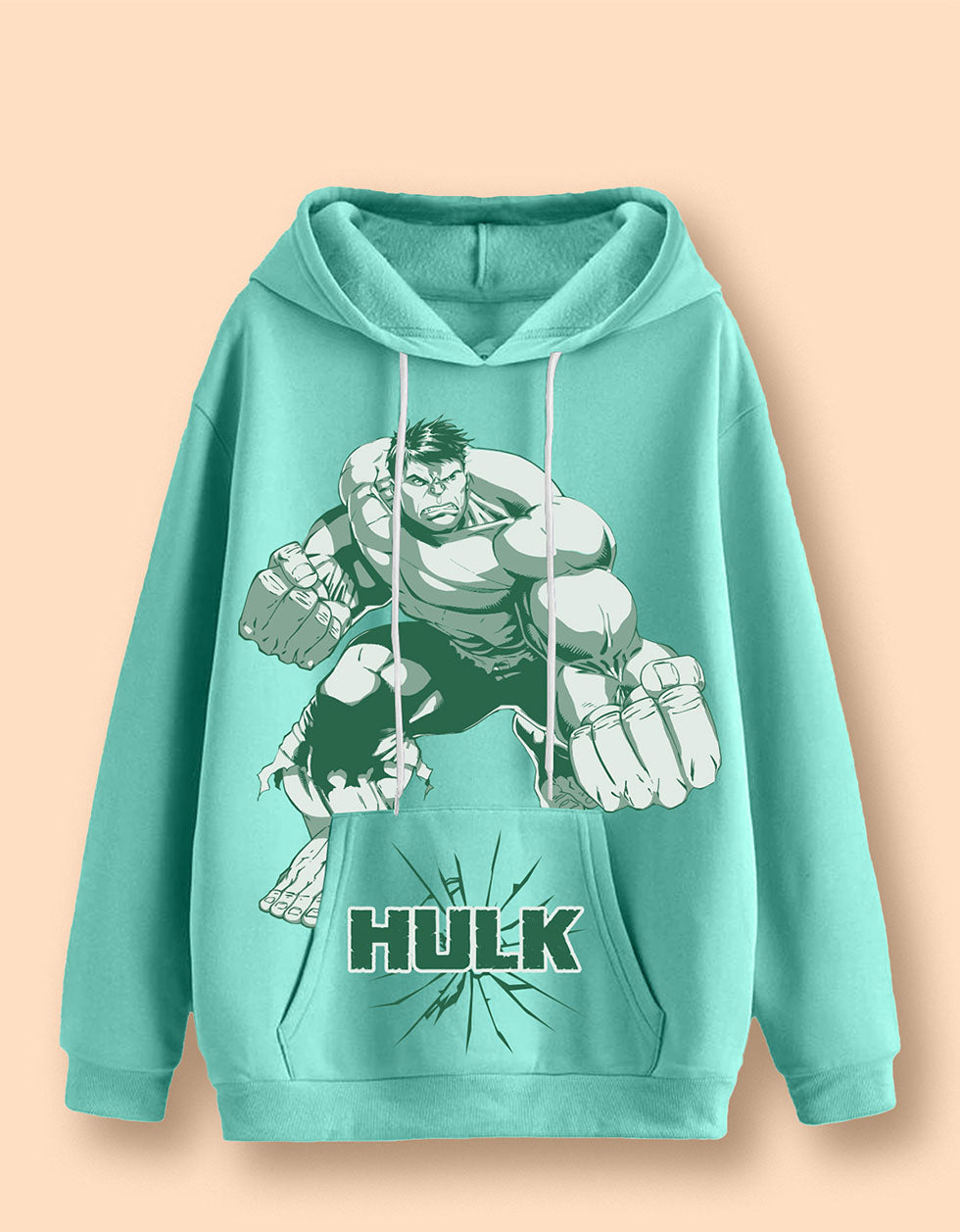 Green Hulk Vibes: Men's Print Hoodie Veirdo