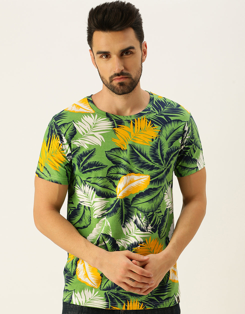 Green Palm leaf Pattern Tee Veirdo