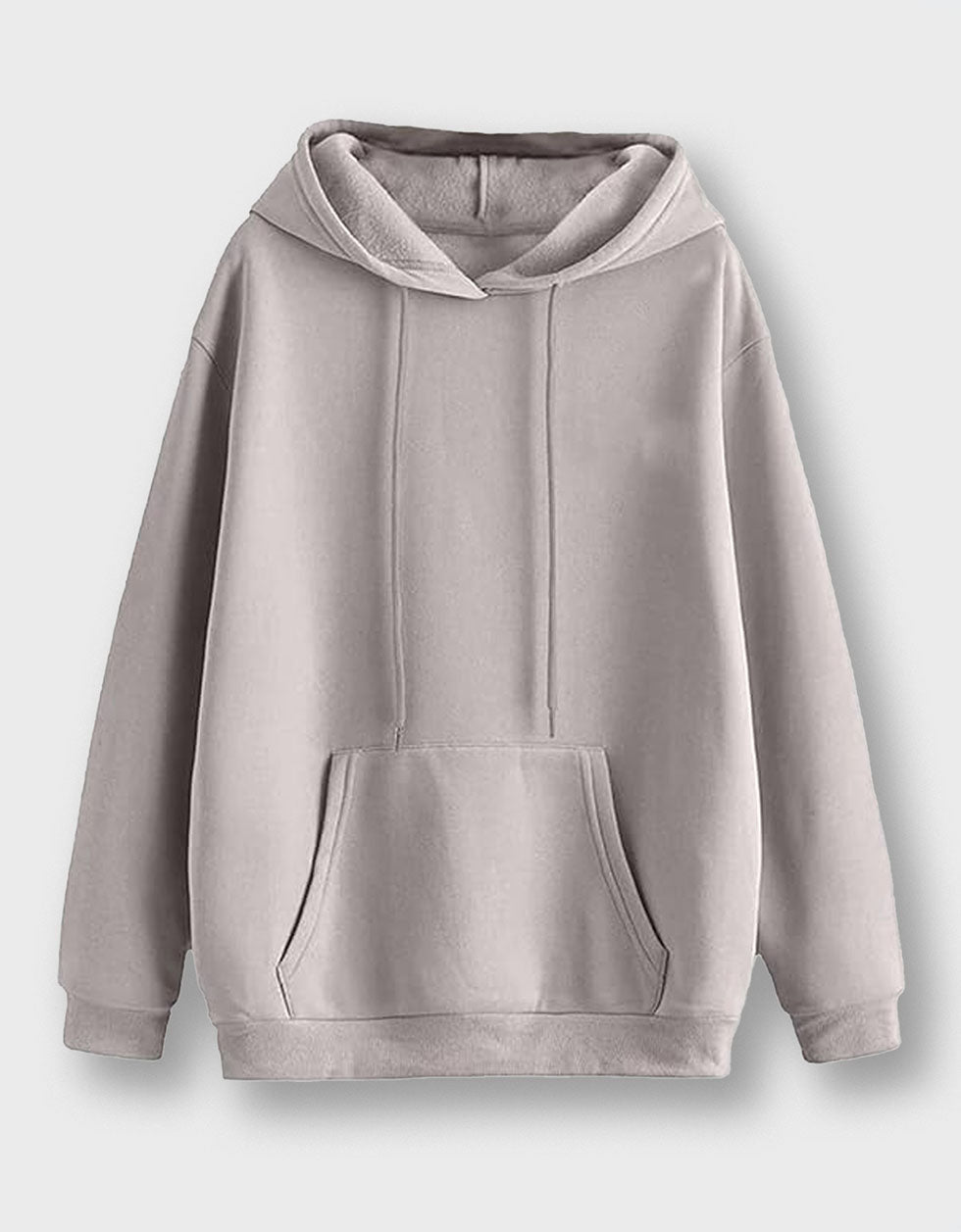 Grey Elegance: Solid Men's Fleece Hooded Hoodie Veirdo