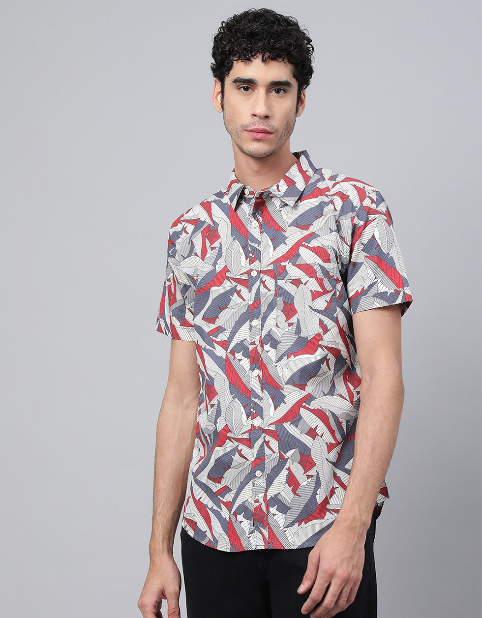 Grey Men's Printed Shirt Veirdo