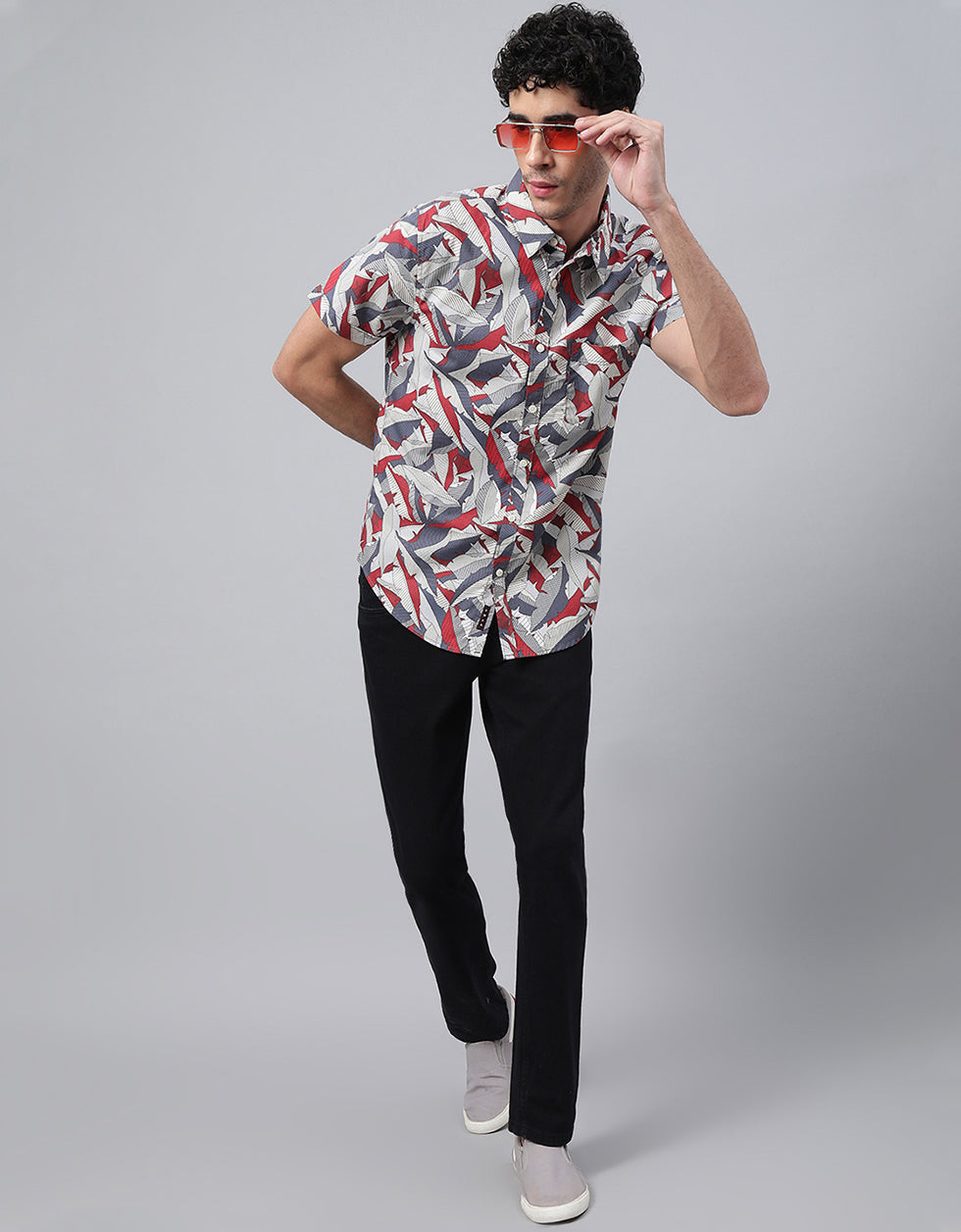 Grey Men's Printed Shirt Veirdo