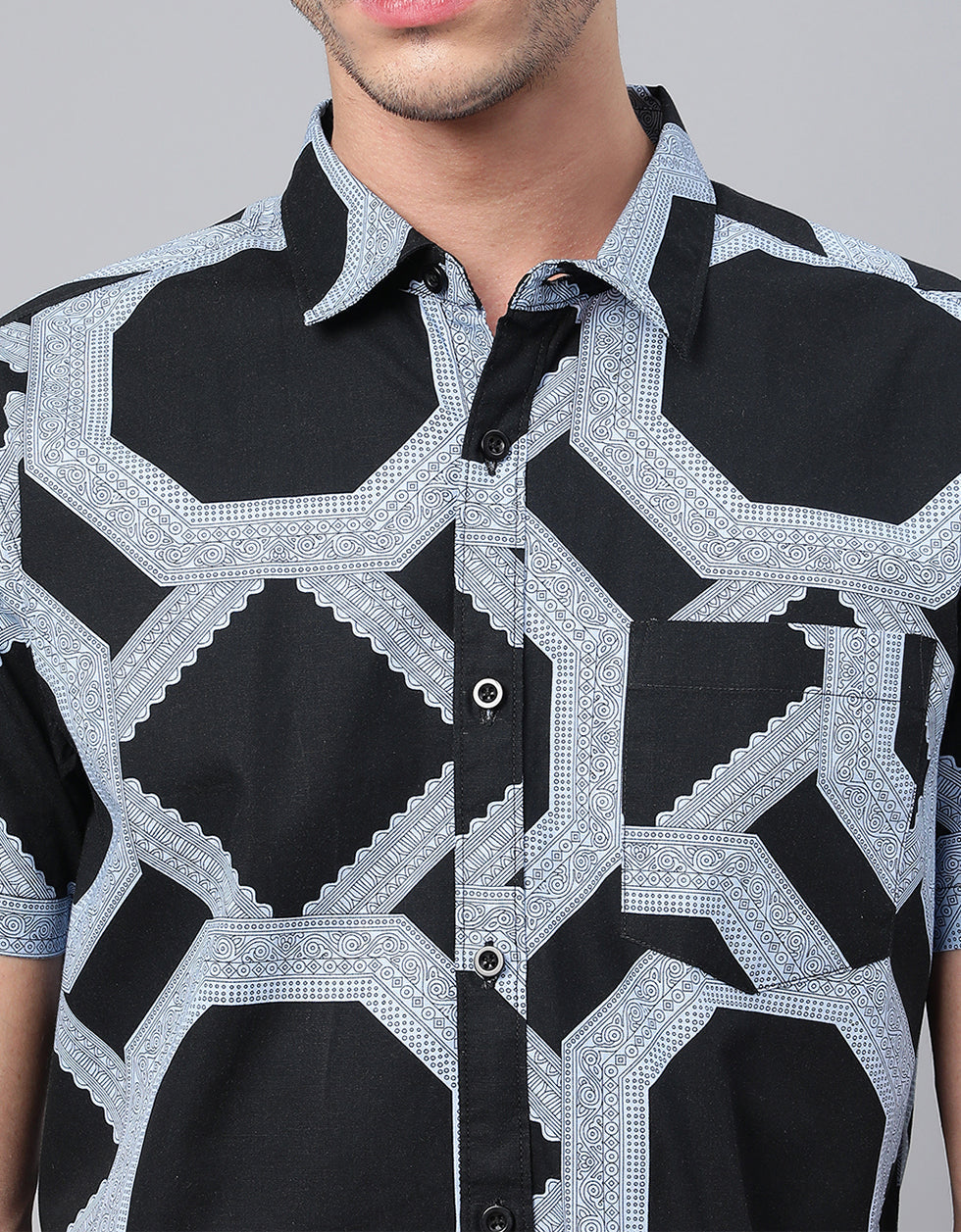 Grey Printed Men's Shirt Veirdo