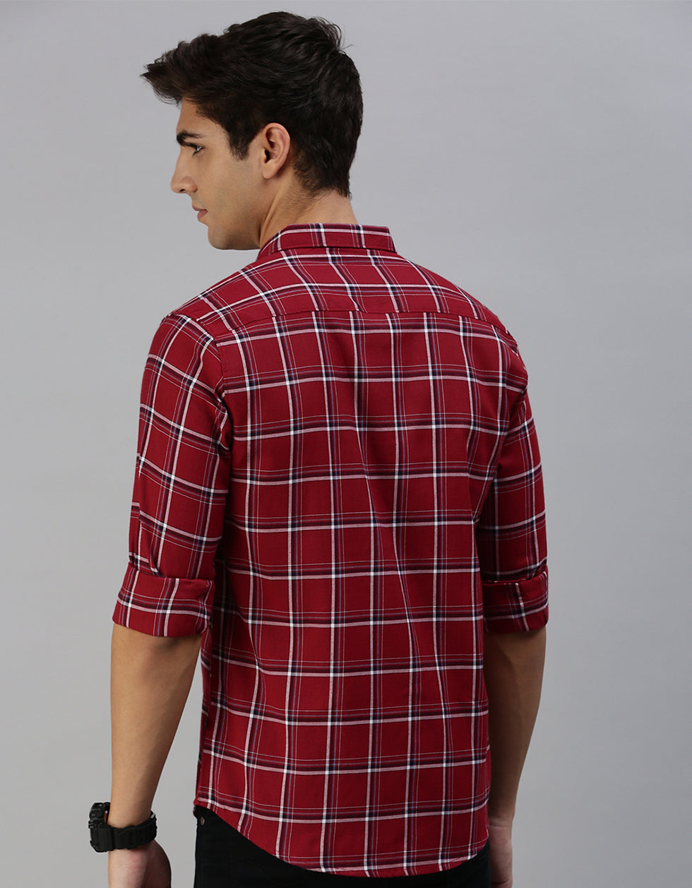 Maroon Checks Men's Shirt Veirdo