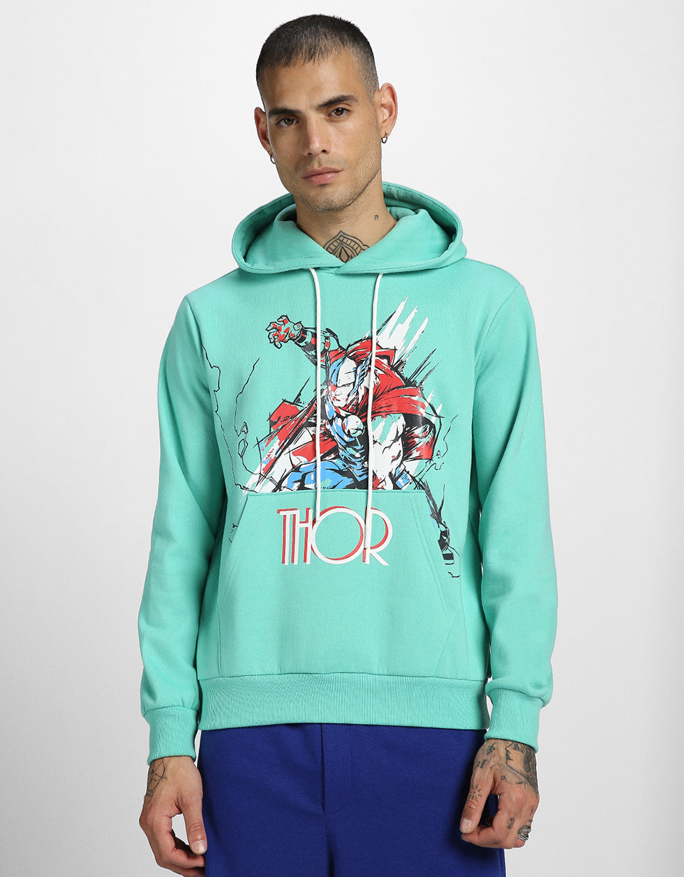 Mighty Vibes: Green Thor Print Pullover Veirdo