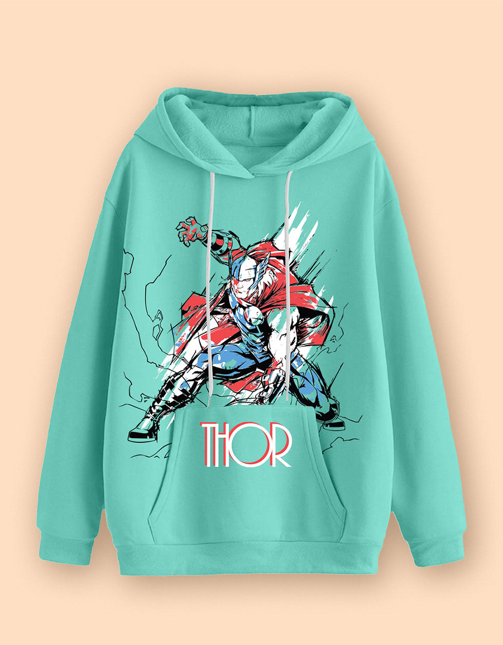 Mighty Vibes: Green Thor Print Pullover Veirdo