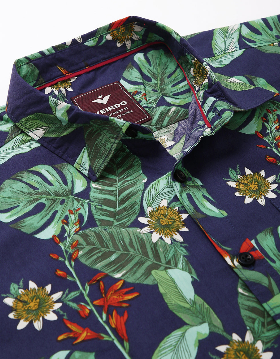 Navy Printed Men's Shirt Veirdo