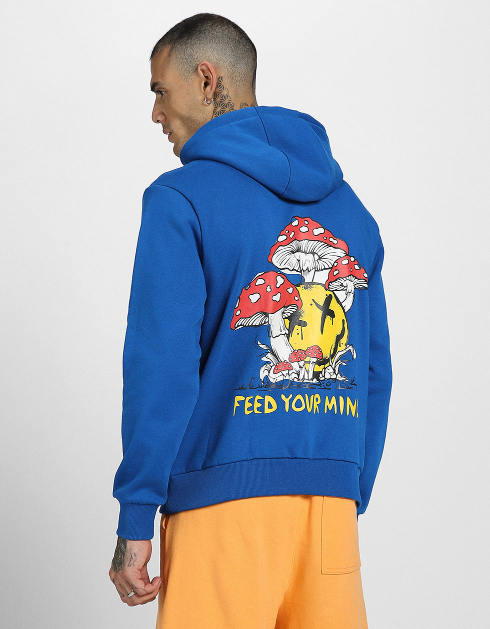 Nourish Your Thoughts: Feed Your Mind Print Blue Men's Hoodie Veirdo