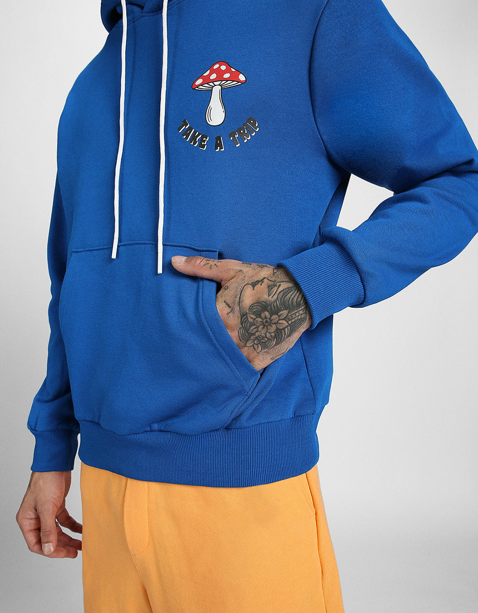 Nourish Your Thoughts: Feed Your Mind Print Blue Men's Hoodie Veirdo