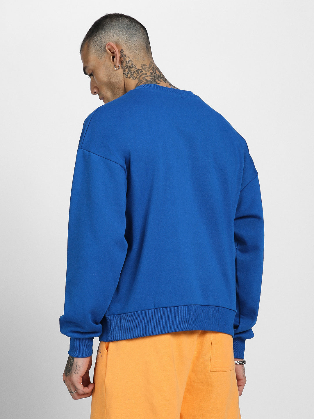 Oversized Fit Blue Solid Sweatshirt Veirdo