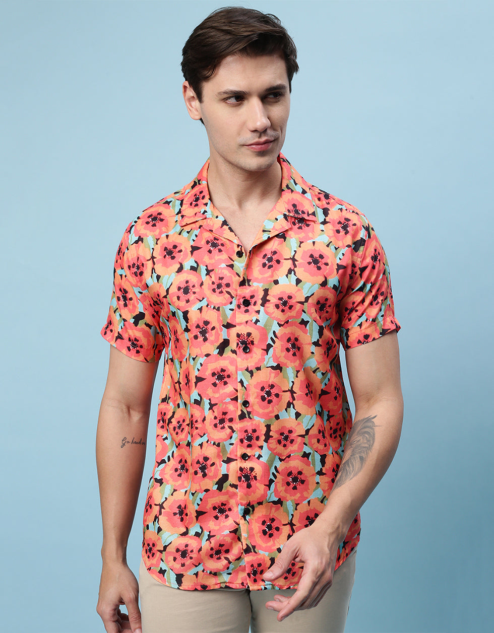 Pink Floral Printed Casual Shirt Veirdo