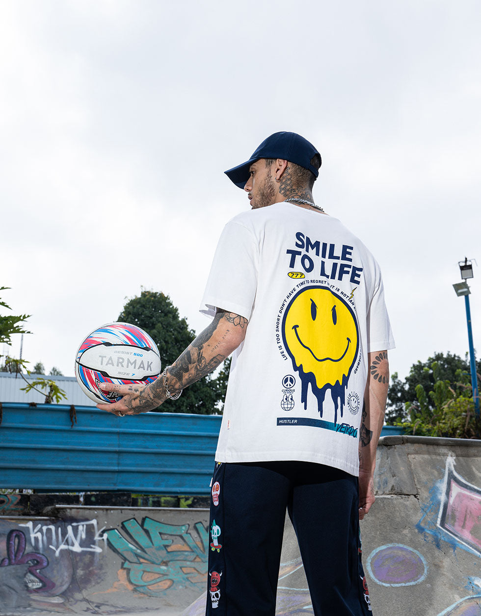 Smile to Life White oversized t-shirt Veirdo