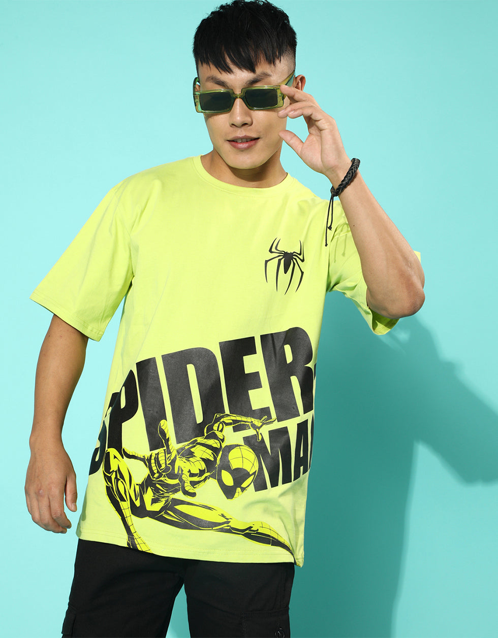 Spiderman Relaxed Fit - Original Marvel Lime Green Oversized Tee Veirdo