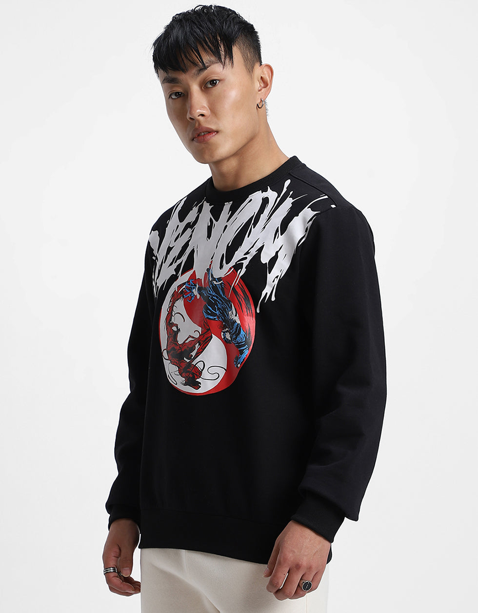 Venom Elegance: Make a Statement in Men's Fleece Print Sweatshirt Veirdo