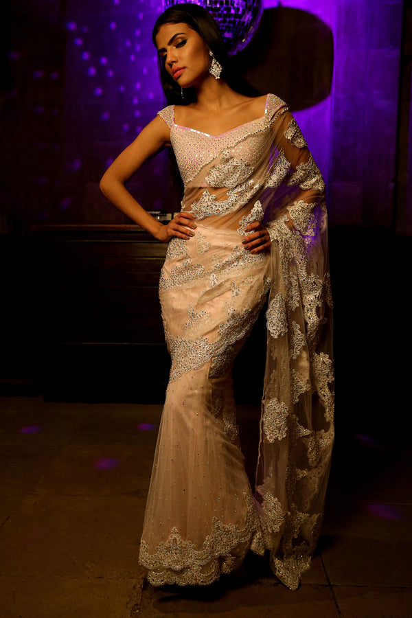 Buy Designer Purple Jacquard Silk Half Lehenga Saree Dress Online