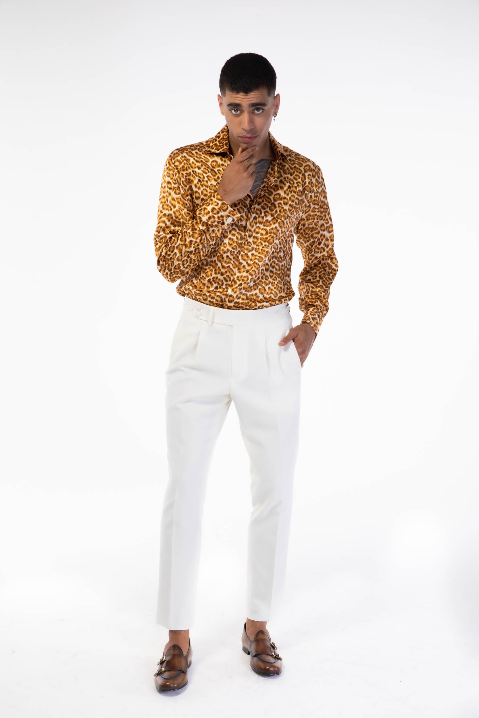 Wildlife Mustard Leopard Long Sleeve Silk Shirt – DEJONMARQUIS.COM