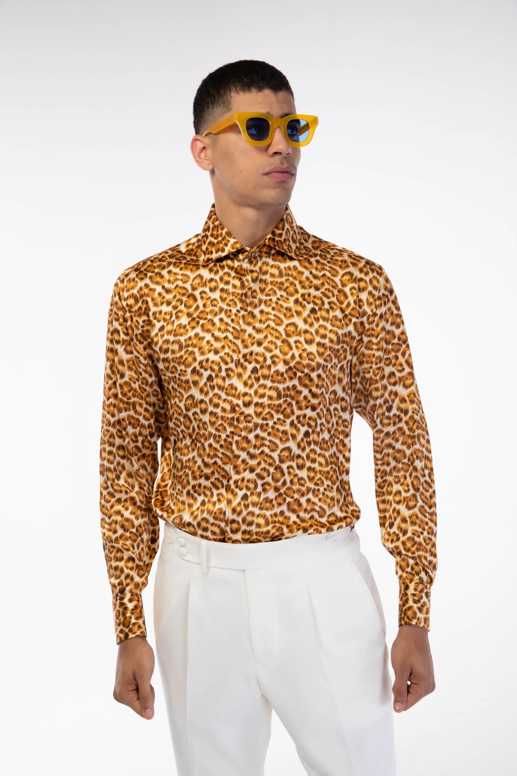 Wildlife Mustard Leopard Long Sleeve Silk Shirt – DEJONMARQUIS.COM