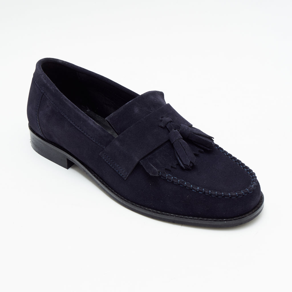 Mens Formal Moccasin Shoes 17999_Navy Blue Suede – Lucini Shoes