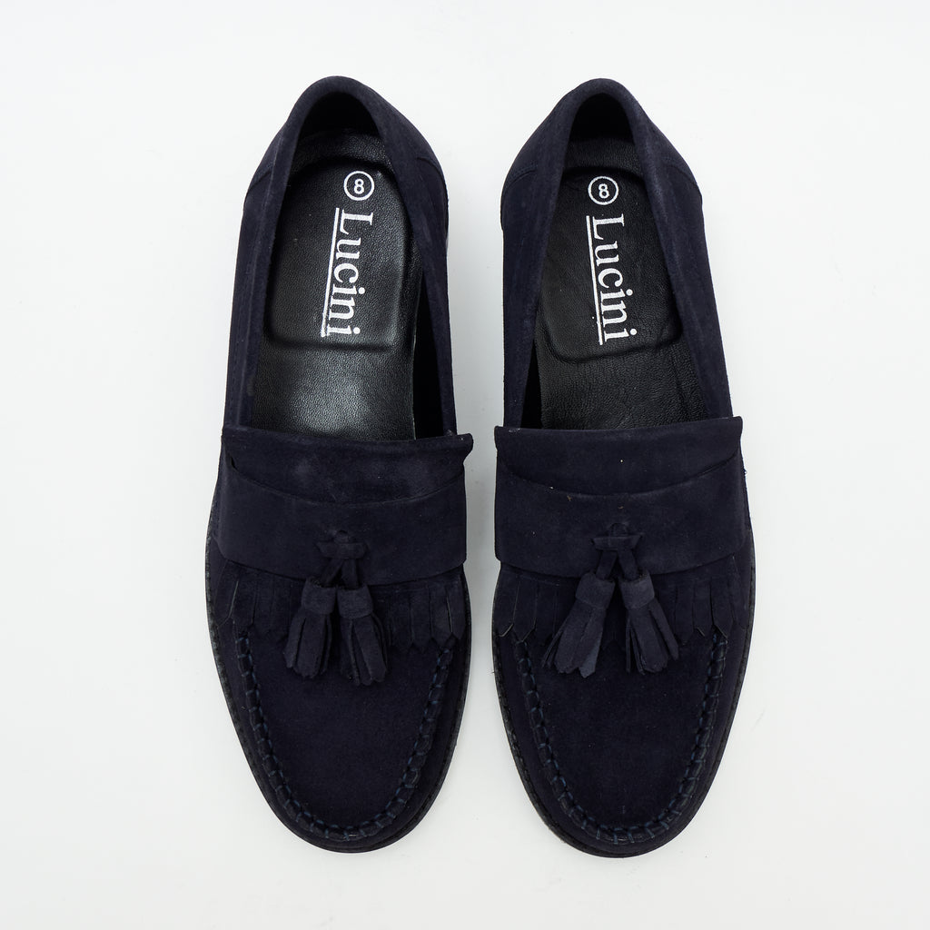 Mens Formal Moccasin Shoes 17999_Navy Blue Suede – Lucini Shoes