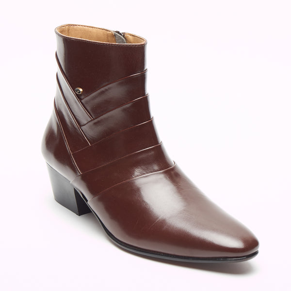 Mens Cuban Heel Leather Boots - 26288 Brown – Lucini Shoes